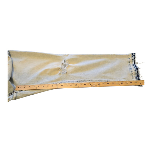 Risen Jeans Light Acid Wash Womens 2XL Straight Leg High Waist Crop Distressed - Picture 15 of 15